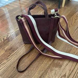 Madewell The Zip-Top Transport Crossbody: Webbing Strap Edition, color: Cabernet